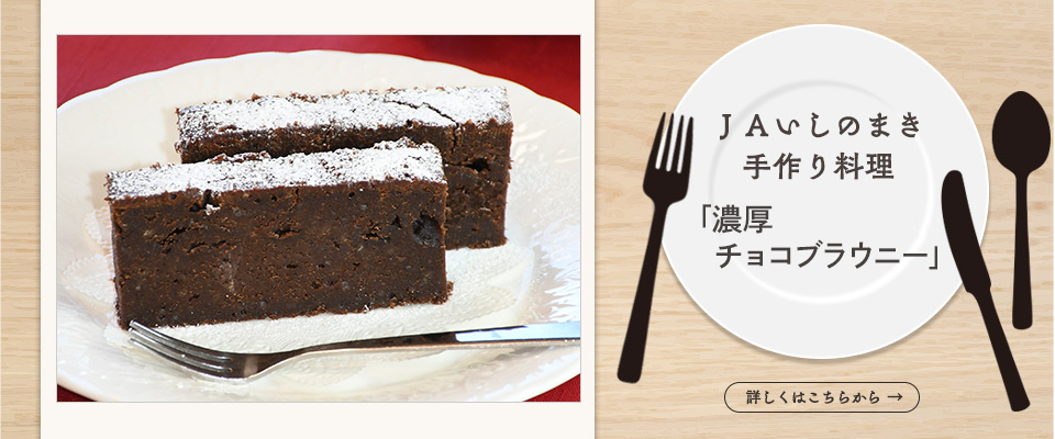ＪＡいしのまき手作り料理「濃厚チョコブラウニー」